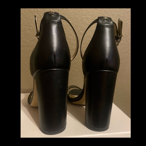 Sam Edelman block heels leather black size 8 - Picture 3 of 4